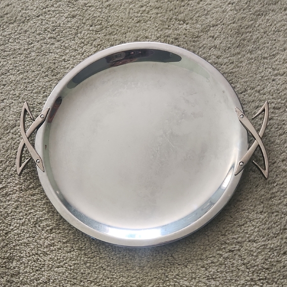 Vintage 1959 Kromex MCM Chrome Round Butler Serving Tray With Handles 13.25" - Picture 1 of 3
